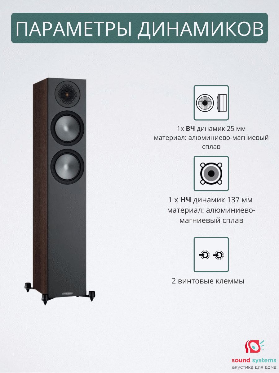 Monitor Audio Bronze 200 6G, Walnut – купить напольную акустику по цене 0 ₽