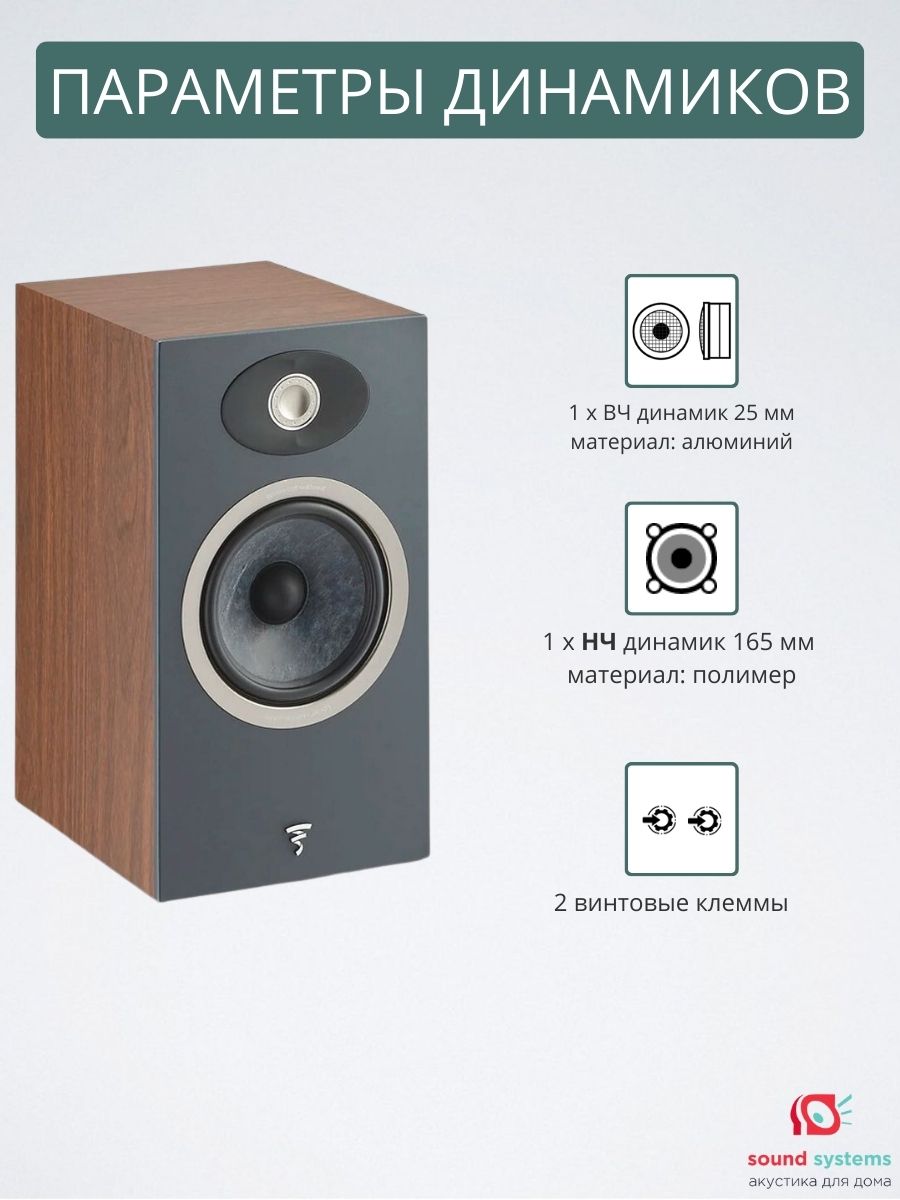 FOCAL THEVA N1, Dark wood – купить полочную акустику по цене 89 900 ₽