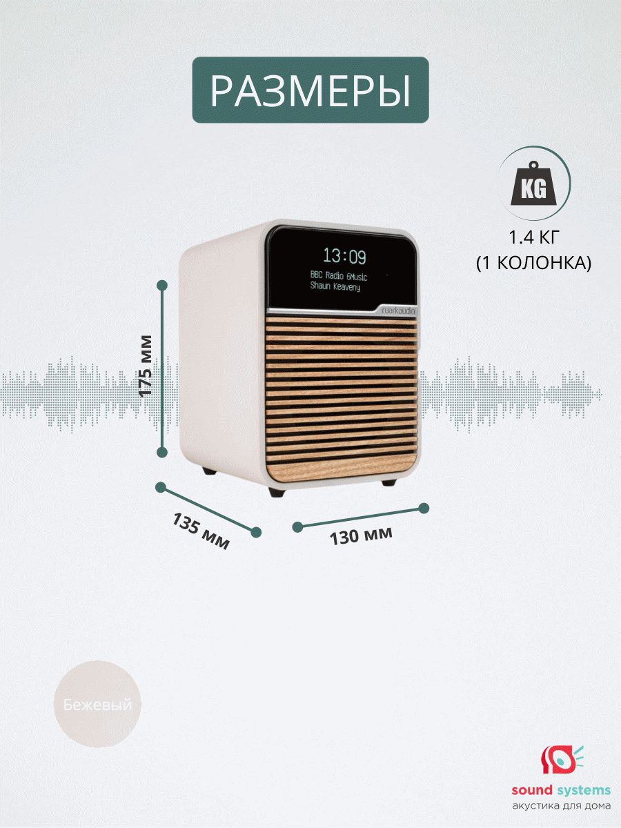 Портативные колонки Ruark Audio R1 Mk4 Deluxe Bluetooth Radio, Light Cream  – купить напольную акустику по цене 35 990 ₽