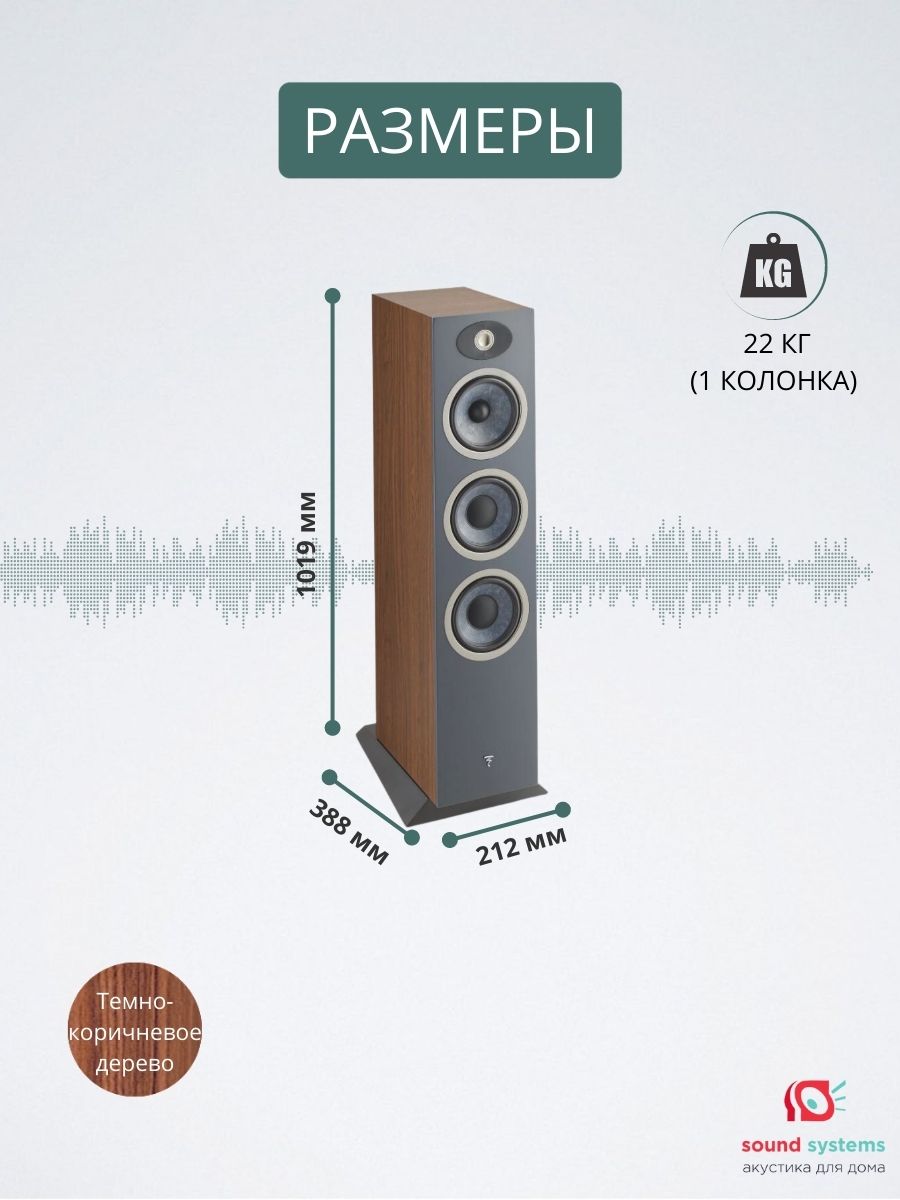 Напольная акустика Focal THEVA N3-D, Dark wood – купить полочную акустику  по цене 249 900 ₽